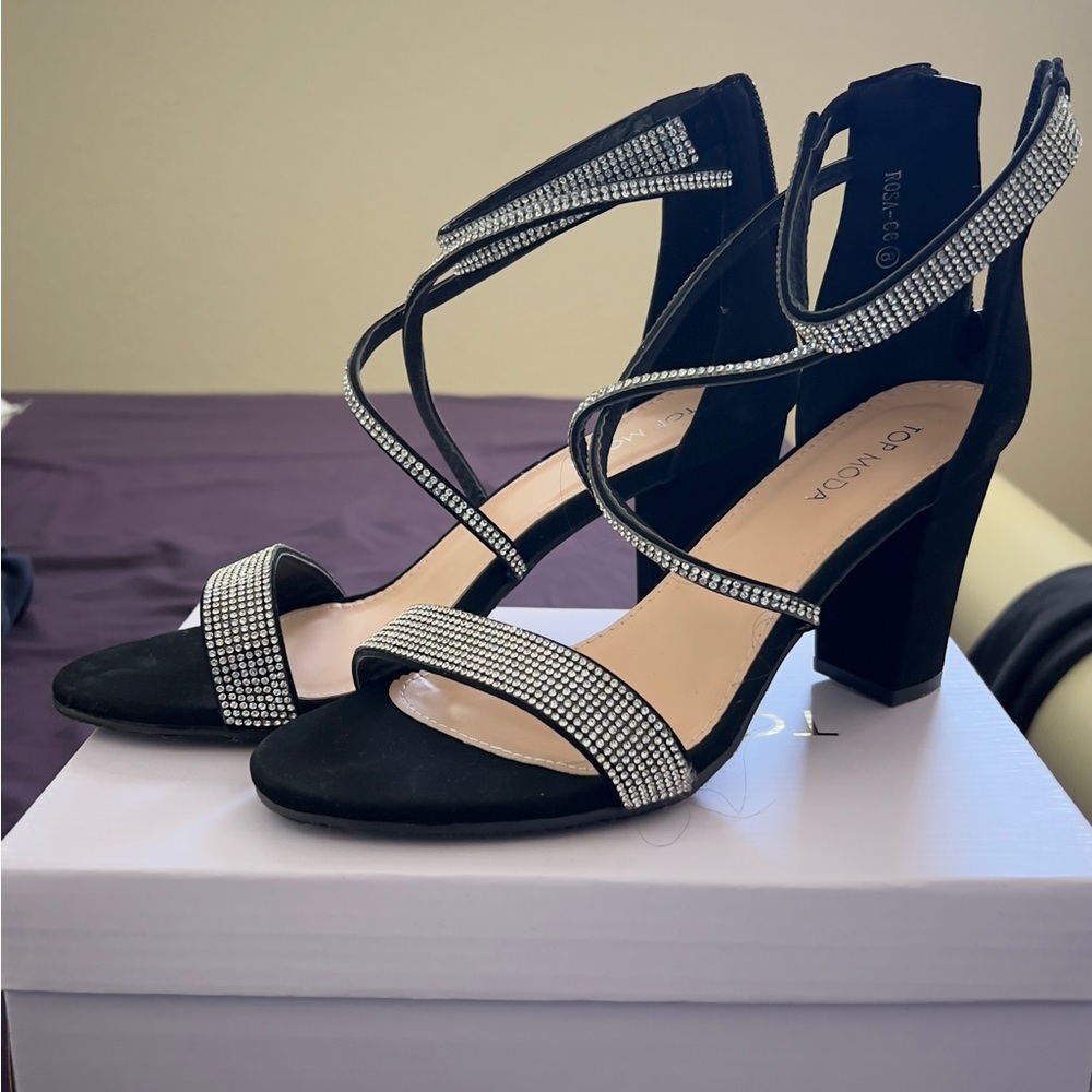 Tory Burch Black and Silver Women's Heels